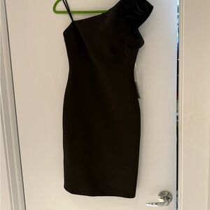 Eliza J Black One-Shoulder Sheath Dress